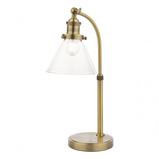 Laura Ashley  Isaac Desk Lamp Antique Brass and Glass