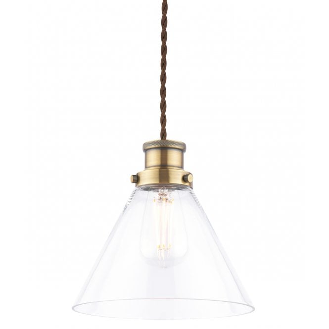 Laura Ashley  Isaac Easy Fit Pendant Antique Brass and Glass