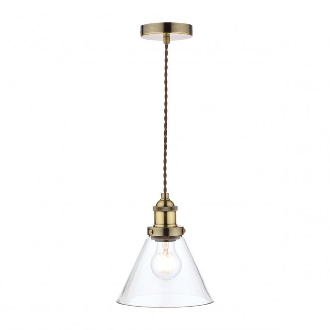 Laura Ashley  Isaac Pendant Antique Brass Glass