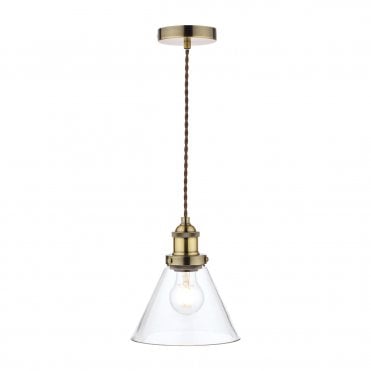 Laura Ashley Isaac Pendant Antique Brass Glass