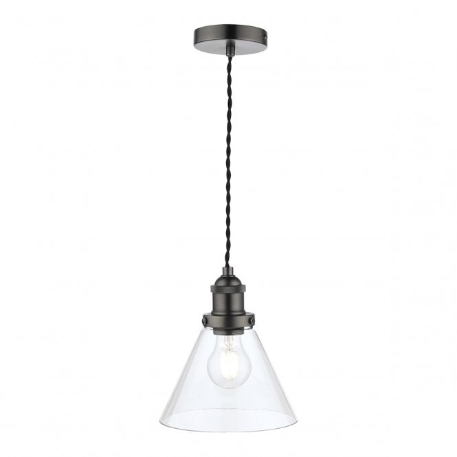 Laura Ashley  Isaac Pendant Industrial Nickel Glass