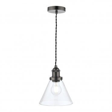 Laura Ashley Isaac Pendant Industrial Nickel Glass