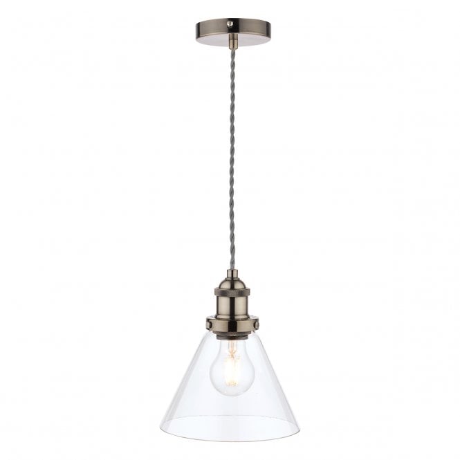Laura Ashley  Isaac Pendant Satin Nickel Glass
