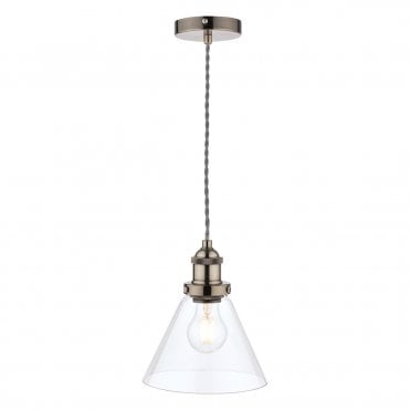 Laura Ashley Isaac Pendant Satin Nickel Glass