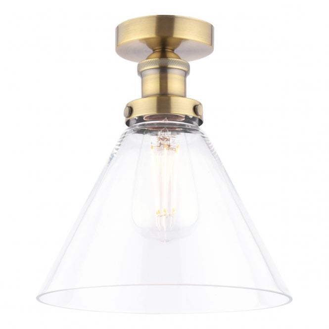 Laura Ashley  Isaac Semi-Flush Antique Brass and Glass