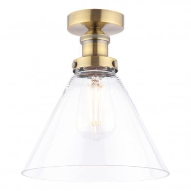 Laura Ashley Isaac Semi-Flush Antique Brass and Glass