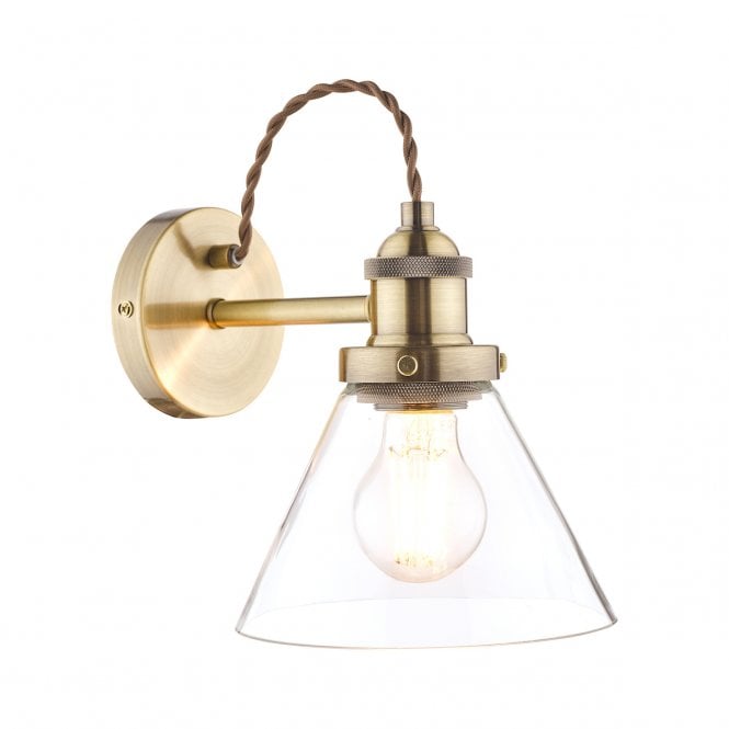 Laura Ashley  Isaac Wall Light Antique Brass Glass
