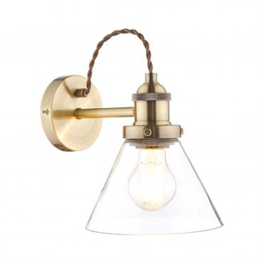 Laura Ashley Isaac Wall Light Antique Brass Glass