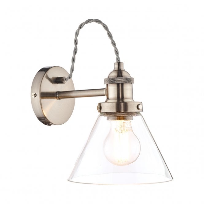 Laura Ashley  Isaac Wall Light Satin Nickel Glass
