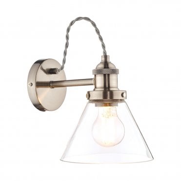 Laura Ashley Laura Ashley Isaac Wall Light Satin Nickel Glass