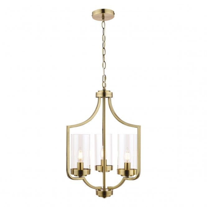 Laura Ashley  Joseph 3lt Chandelier Antique Brass Glass