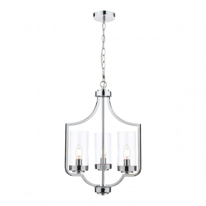 Laura Ashley  Joseph 3lt Chandelier Polished Chrome Glass