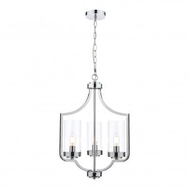Laura Ashley Joseph 3lt Chandelier Polished Chrome Glass