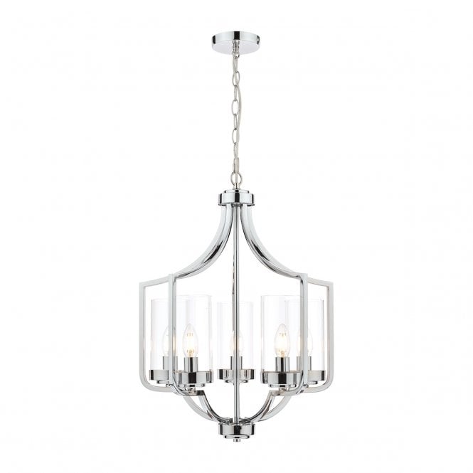 Laura Ashley  Joseph 5lt Chandelier Polished Chrome Glass