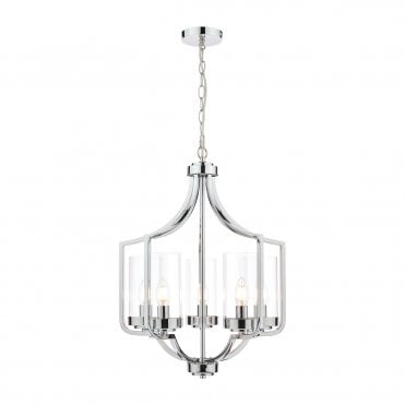 Laura Ashley Joseph 5lt Chandelier Polished Chrome Glass