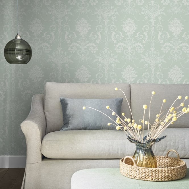 Laura Ashley  Josette Duck Egg Wallpaper 113380