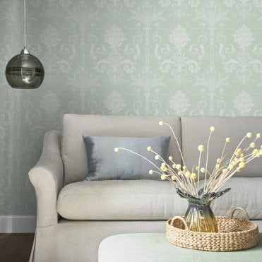 Laura Ashley Josette Duck Egg Wallpaper 113380