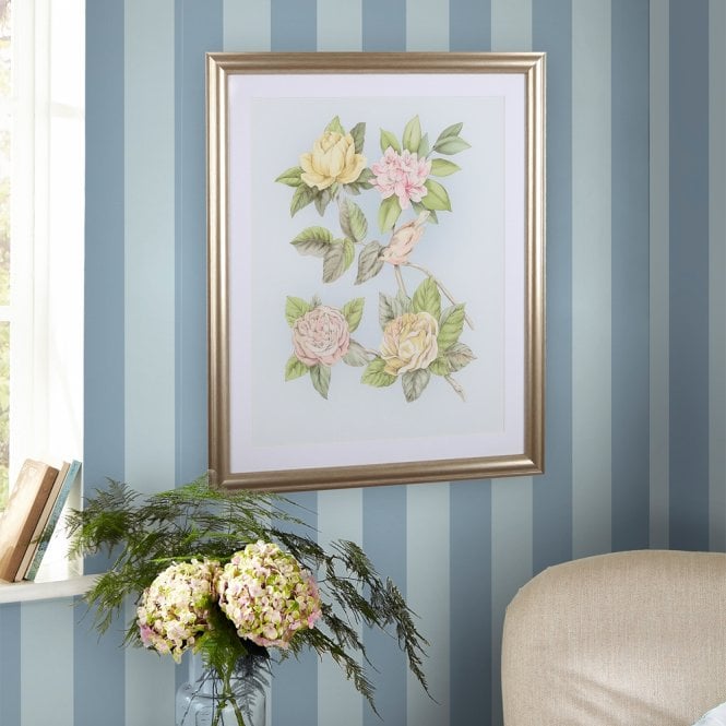 Laura Ashley  Lille Matt Stripe Blue Sky Wallpaper 115252