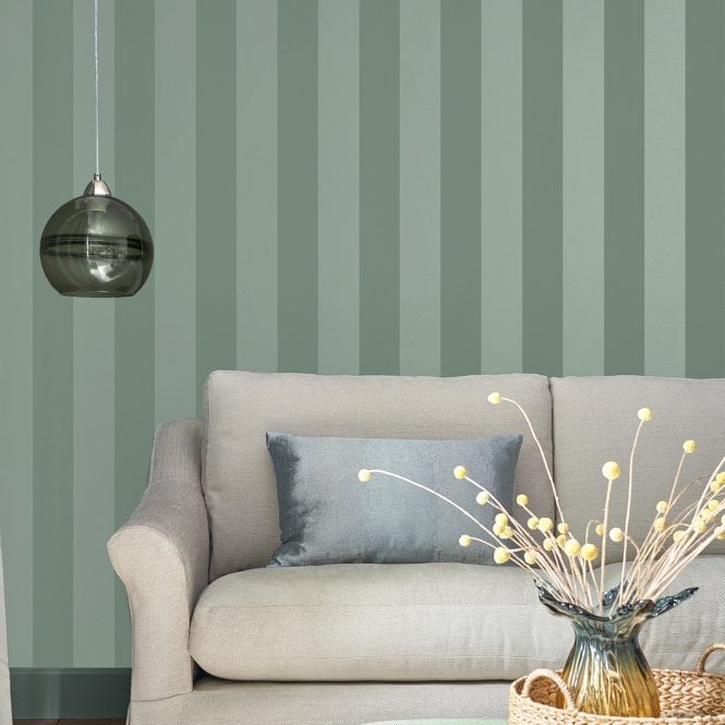 Laura Ashley  Lille Pearlescent Stripe Jade Green Wallpaper 118478