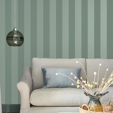 Laura Ashley Lille Pearlescent Stripe Jade Green Wallpaper 118478