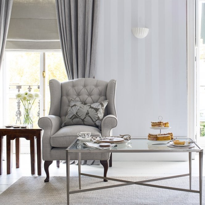 Laura Ashley  Lille Pearlescent Stripe Silver Wallpaper 113338
