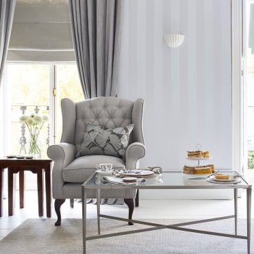Laura Ashley Lille Pearlescent Stripe Silver Wallpaper 113338