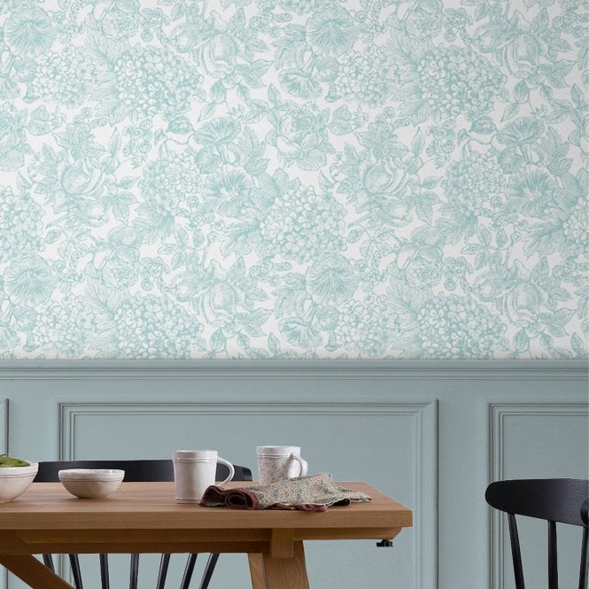 Laura Ashley  Louise Duck Egg Blue Wallpaper 119860