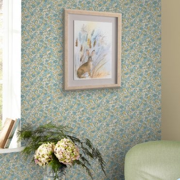 Laura Ashley Loveston Newport Blue Wallpaper 121075