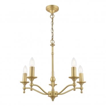 Laura Ashley Ludchurch 5 Light Armed Pendant Matt Antique Brass Fitting Only