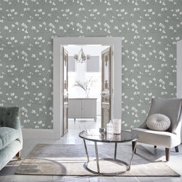 Laura Ashley Magnolia Grove Slate Wallpaper 113354
