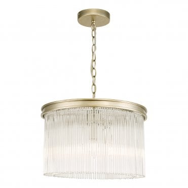 Laura Ashley Manon 3lt Pendant Champagne Clear Glass