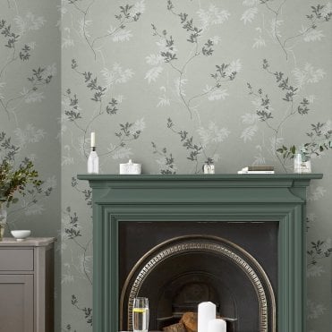 Laura Ashley Mari Mineral Green Wallpaper 119840
