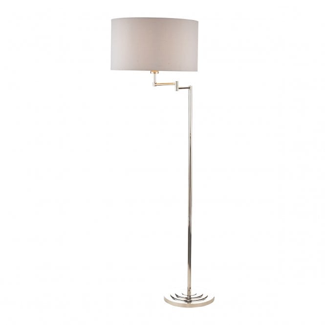 Laura Ashley  Marlowe Swing Arm Floor Lamp Polished Nickel With Shade