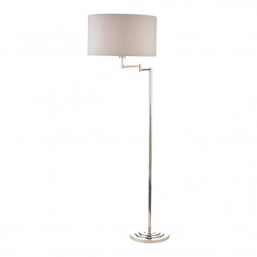 Laura Ashley Marlowe Swing Arm Floor Lamp Polished Nickel With Shade