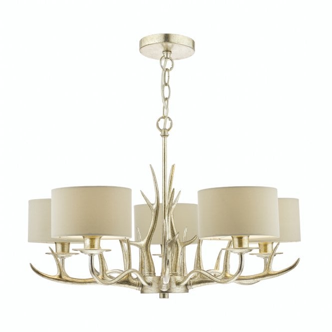 Laura Ashley  Mulroy 5lt Antler Chandelier Champagne With Shades