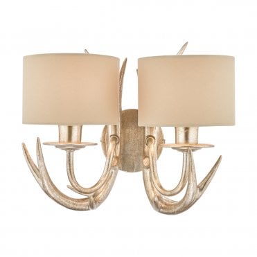 Laura Ashley Mulroy Antler 2lt Wall Light Champagne With Shades
