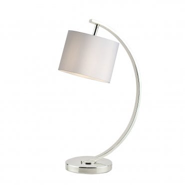 Laura Ashley Noah Table Lamp Brushed Chrome with White Shade