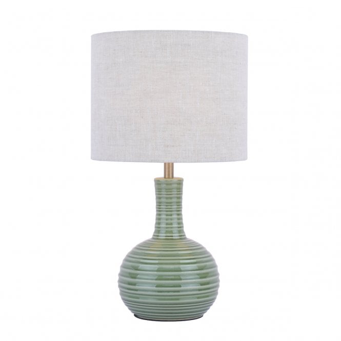 Laura Ashley  Padley Table Lamp Green Ceramic & Antique Brass With Shade