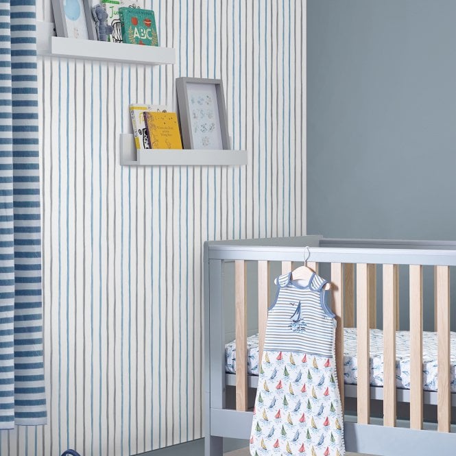 Laura Ashley  Painterly Stripe Blue Wallpaper 119863