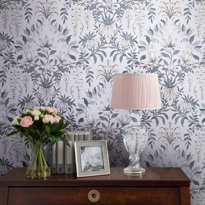 Laura Ashley  Parterre Off White / Seaspray Wallpaper 113405