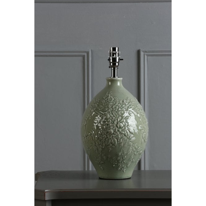 Laura Ashley  Picardie Ceramic Table Lamp Green Polished Chrome Base Only