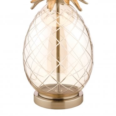 Laura Ashley Pineapple Large Table Lamp Champagne Cut Glass With Shade