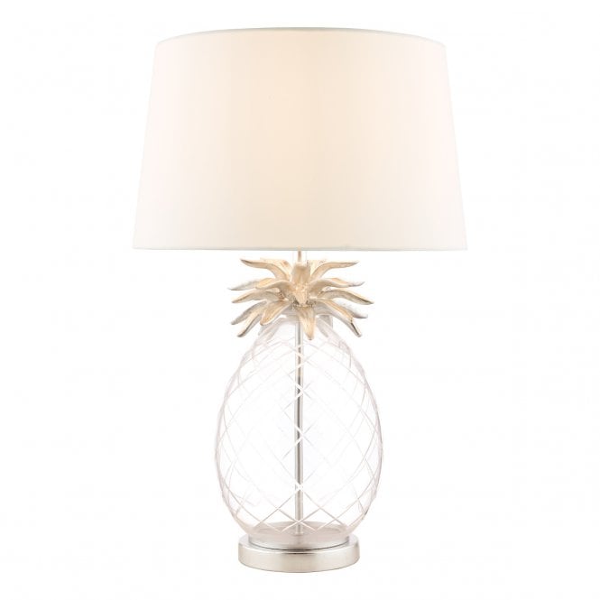 Laura Ashley  Pineapple Table Lamp Clear Cut Glass & Polished Chrome With Shade