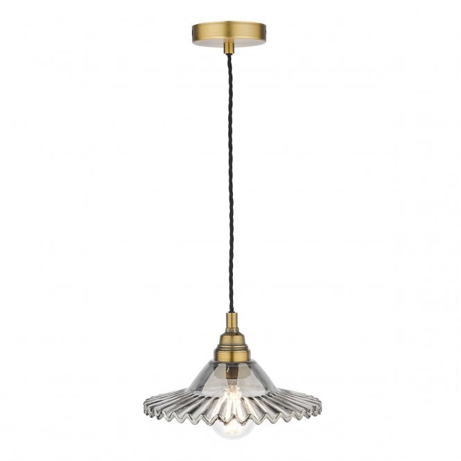 Laura Ashley  Pippa Pendant Aged Brass Smoked Glass