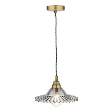 Laura Ashley Pippa Pendant Aged Brass Smoked Glass