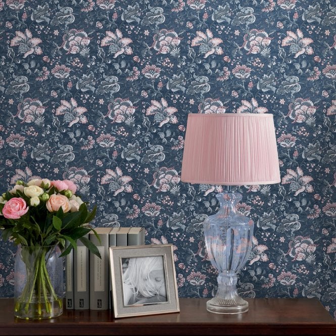 Laura Ashley  Portia Dark Seaspray Wallpaper 114908
