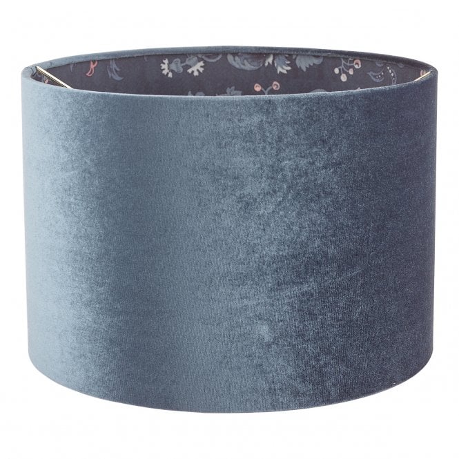 Laura Ashley  Portia Drum Shade Blue Velvet 30.5cm/12