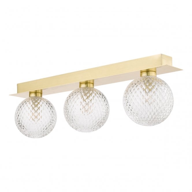 Laura Ashley  Prague 3lt Bathroom Wall Light Satin Brass Glass IP44