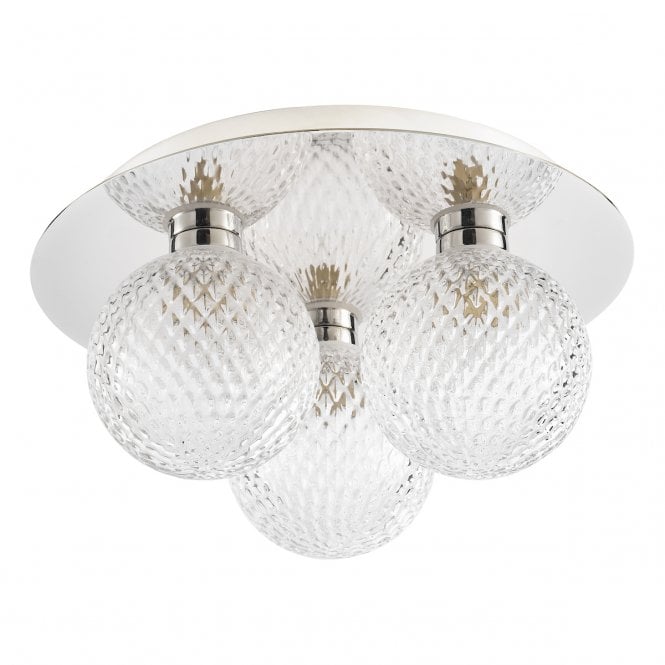 Laura Ashley  Prague 3lt Flush Bathroom Light Glass Polished Chrome IP44