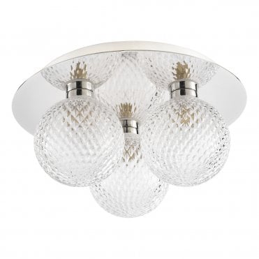 Laura Ashley Prague 3lt Flush Bathroom Light Glass Polished Chrome IP44